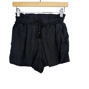 Abercrombie & Fitch Womens XSmall XS Black Linen Blend Tie Waist Shorts Casual